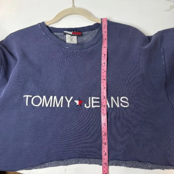 Vintage Tommy Jeans Red White Blue Hand Cropped Sweatshirt 90s 1990s - Picture 7 of 9